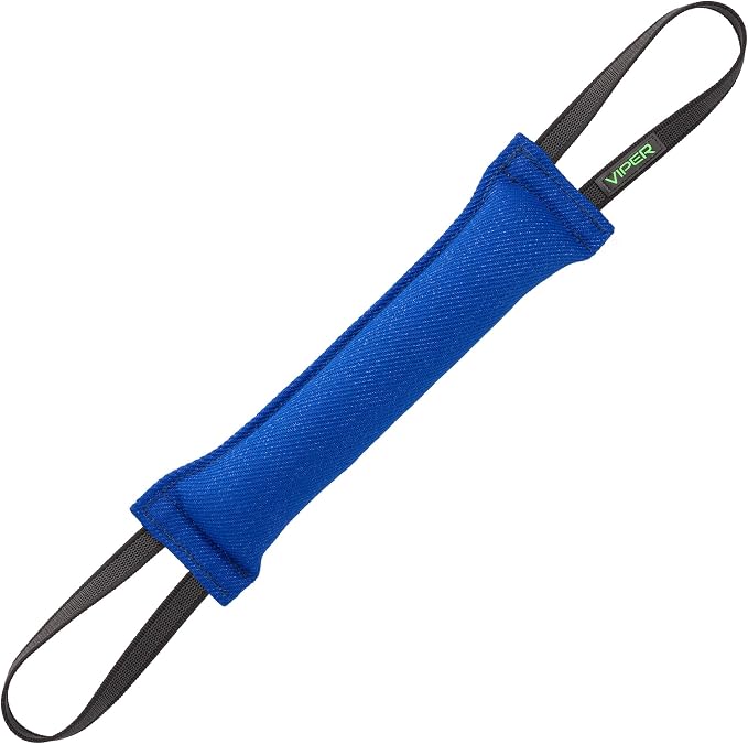 Viper Synthetic K9 Tug Toy with Dual Rubberized Handles for Dog Training & Interactive Play - Durable Tug of War Toy for Small, Medium & Large Dogs, Drive Building Reward Toy - 16" x 2.5" Blue