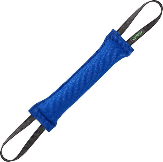 Viper Synthetic K9 Tug Toy with Dual Rubberized Handles for Dog Training & Interactive Play - Durable Tug of War Toy for Small, Medium & Large Dogs, Drive Building Reward Toy - 16" x 2.5" Blue