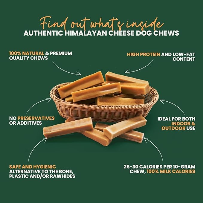 Authentic Himalayan Yak Cheese for Dogs - Large/XLarge - 4 Chews / 2-Pack - Sourced from Pristine Himalayan Foothill, Rawhide-Free, NO preservatives