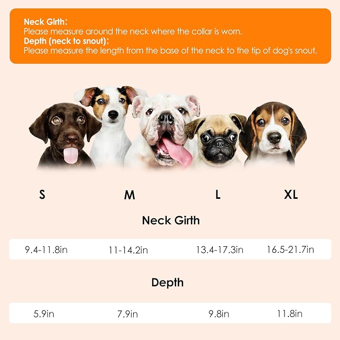 SAWMONG Soft Cone for Dogs – Extra Large Dog Recovery Collar, Adjustable E-Collar to Stop Licking After Surgery (XL, Orange)