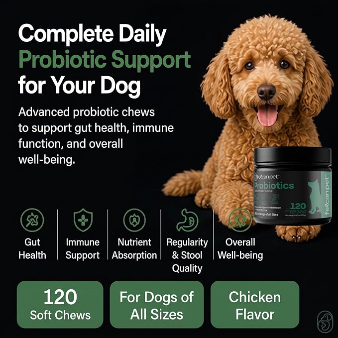 Probiotics For Dogs Soft Chews With Pumpkin, Papaya & Prebiotic Inulin – Dog Probiotic With 6-Strain Blend – Supports Dog Digestive Balance – Gut Health For Dogs – Chicken Flavor, 120 Chews