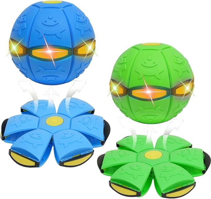 2pc 2-in-1 Dual Form Freely Switchable Magic Bouncing Ball Toy with Six Light Suitable for Indoor & Outdoor
