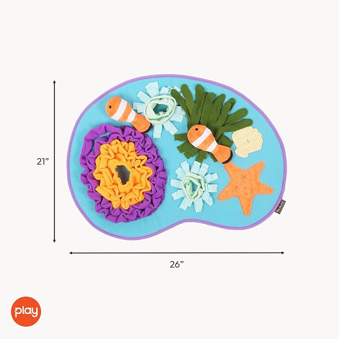 P.L.A.Y. Cute Snuffle Mat for Dogs - Ocean Themed Interactive Food & Treat Mat for Puppies Dogs - Enrichment Toy, Great for Slow Feeding, Nosework & Foraging Skills - Machine Washable