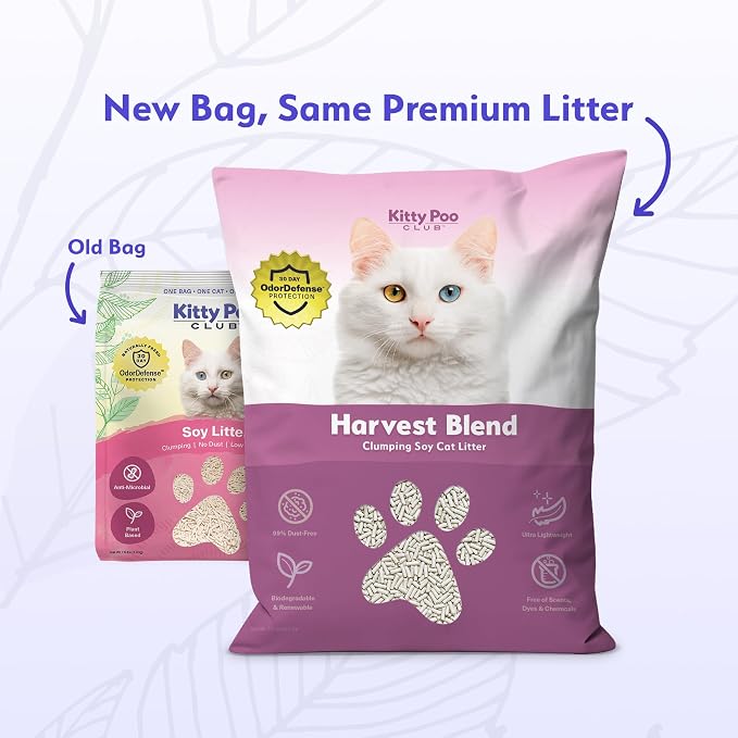 Kitty Poo Club Leak-Proof Disposable Cat Litter Box 2-Pack with 2 Bags Harvest Blend Soy Litter, Biodegradable Soft Clumping, Gentle on Paws, Perfect for Travel, and Multi-Cat Homes