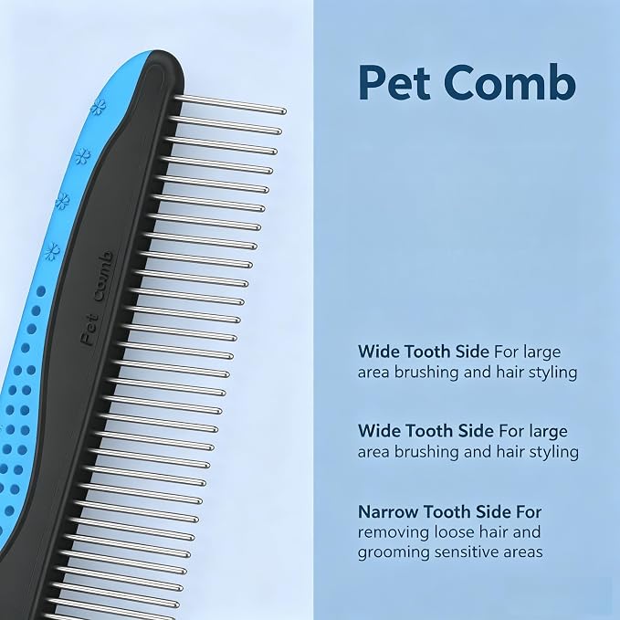 acssart Pet Grooming Brush Double Sided Dematting Comb & Undercoat Rake for Dogs Cats - Long Hair Deshedding Brush (Pink)