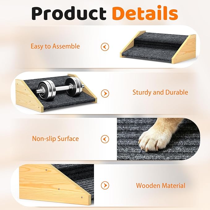 3 Pack Dog Ramp for Stairs-2-Step Wooden Pet Ramp with Non-Slip Carpet for Small Dogs,Gentle Slope Support for Senior Injured Aging Short-Legged Pets,Indoor Use