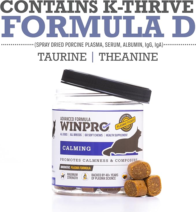 WINPRO Calming Chews for Dogs – Plasma-Powered Soft Chews to Promote Relaxation and Calming Effect – Made with Natural Ingredients, Grain-Free - Suitable for All Breeds & Sizes – 60 Count