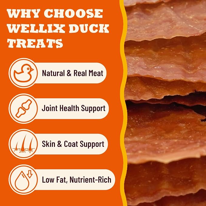 6oz Duck Treats for Dogs - High Protein Low Fat Duck Jerky Dog Treats for Joint & Skin Health - Great for Picky Eaters, Healthy Dog Training Treats for Small, Medium & Large Breeds
