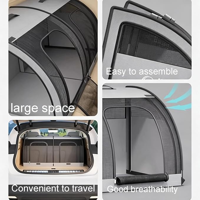Foldable 2-Door Pet Car Kennel, 39.4" Large Portable Travel Crate with Mesh Windows, Waterproof 600D Oxford Fabric Pet Carrier Up to 55 lbs - Gray