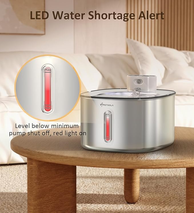 Stainless Steel Cat Water Fountain,152fl-oz/4.5L Wireless Cat Fountain,5000mAh Battery Operated Pet Water Fountain for Cats Dogs,Ultra Quiet