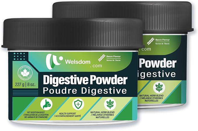Pets Digestive Health Powder for Cats & Dogs - 120g | Promotes Gut Health & Regular Digestion | Natural Deworming Agent with Chicory, Pumpkin Seed & Ginger