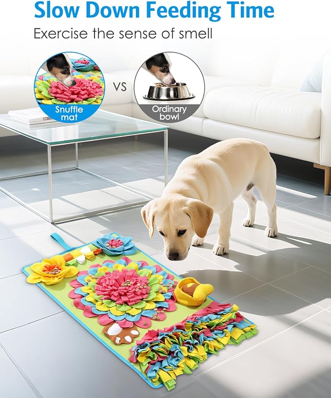 AMIR Upgrade Slow Feeder Mat for Dogs – Anti-Gobble & Anti-Anxiety Dog Food Mat, Snuffle Mat for Boredom Relief & Mental Stimulation, Works for All Breeds, Sizes & Ages