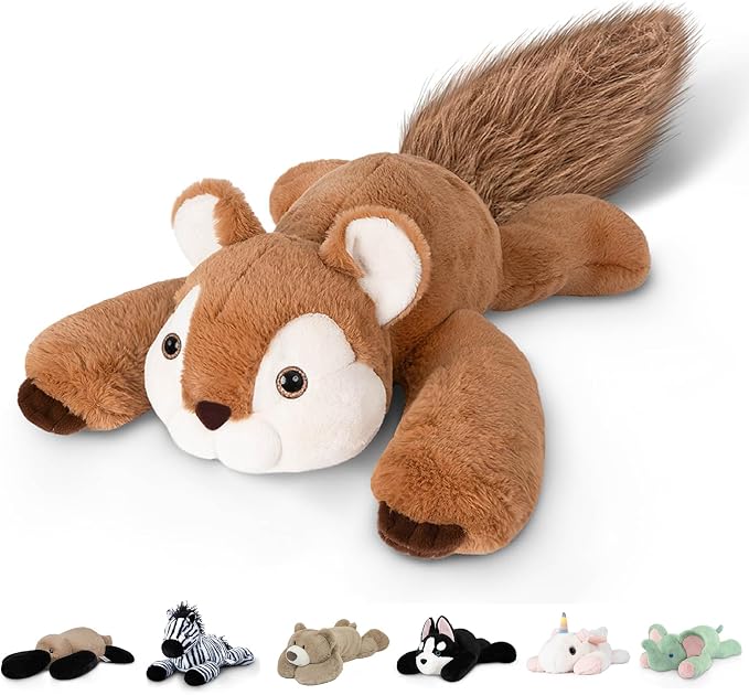 Niuniu Daddy 20" | 3.3 Pound Weighted Squirrel Stuffed Animal Plushie for Adults & Kids, Large Weighted Lap Pillow for Comfort, Soft Sensory Stuffy Toy as Gift for Holidays