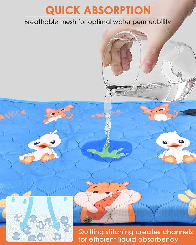 Bissap 2 Packs Guinea Pig Cage Liners, 24''X36'' Washable Guinea Pig Pee Pads Non Slip Reusable Fast and Super Absorbent Bedding for Small Animals Rabbit Hamster Chinchillas Rat - Blue
