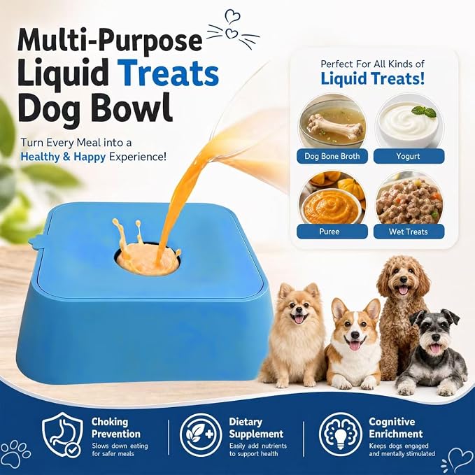 Slow Feeder Dog Lick Bowl for Liquid Treats-Bone Broth & Yogurt Mat for Dogs,3/4 Cup Capacity Calming Enrichment Toy for Post-Op Recovery or Dietary Supplement-for Large Medium Small Breeds. (Black)
