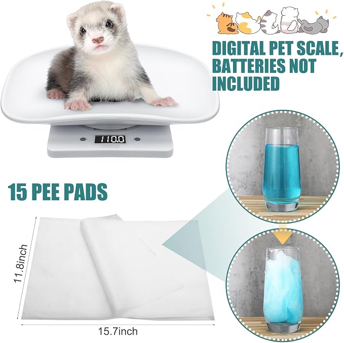 Newtay 62 Pcs Puppy Kitten Whelping Kit Include 4 Puppy Feeding Tube, 6 Charts, 15 Whelping Collars 15 Cord Clamps 15 Pee Pads Bulb Aspirator Syringe Bottle Scissors Stethoscope Bag Digital Pet Scale