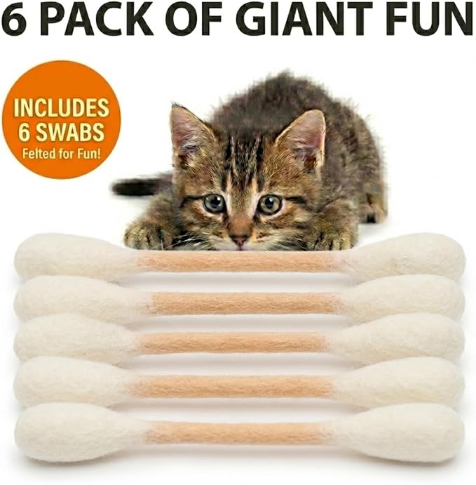 Glaciart One Swabs Cat Toys with Catnip - 6 Pk | Durable for Chew, Cute Cat Toys Interactive Kitty for Boredom, Exercise, & Play | Filled w/Organic Catnip for Anxiety & as Digestive Aid | Gift Idea