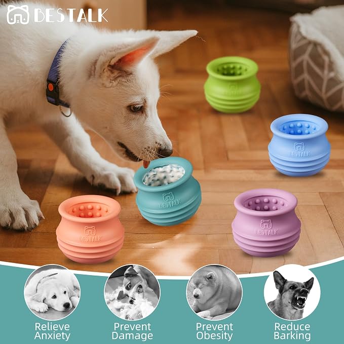 Dog Enrichment Treat Toy, Long-Lasting Wobbly Interactive Freeze Lick Toys for Dogs, Stuffable Puzzle Feeder Toy for Boredom, Silicone Treat Dispensing Chew Toy (Teal Blue,M)