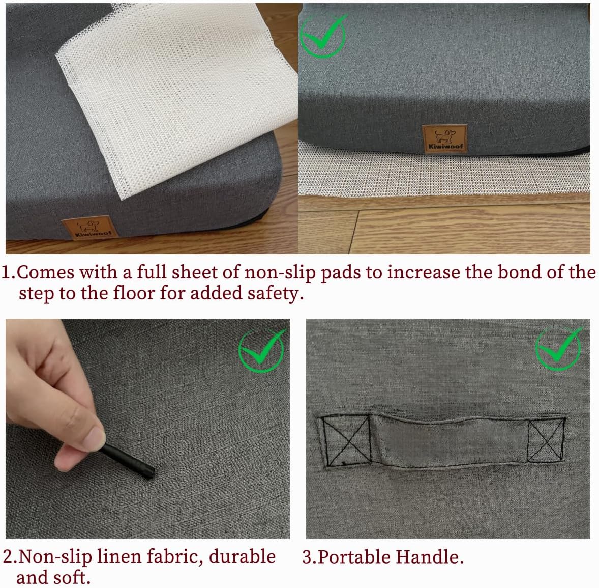 Dog Stair ramp for 30 inch high beds. 6-Step Dog Stair Ramp for 20 to 36 Inch Sofa Beds. Pet Steps for Small, Medium and Large Dogs. Non-Slip, Balanced and Portable. Multifunctional 6 Steps, Gray.