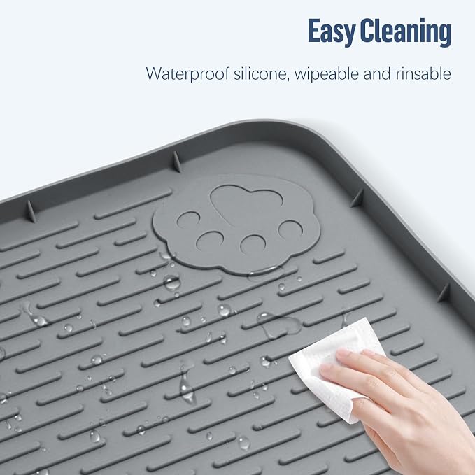 Pee Pad Holder for Dogs, 70" x 45" Silicone Pee Tray Mat Leak-Proof, High Edge, No Spill Pet Pad Holder for Puppy, Cat, Rabbit, Training Pads for Floor Protection, No Pee Pads (Dark Grey)