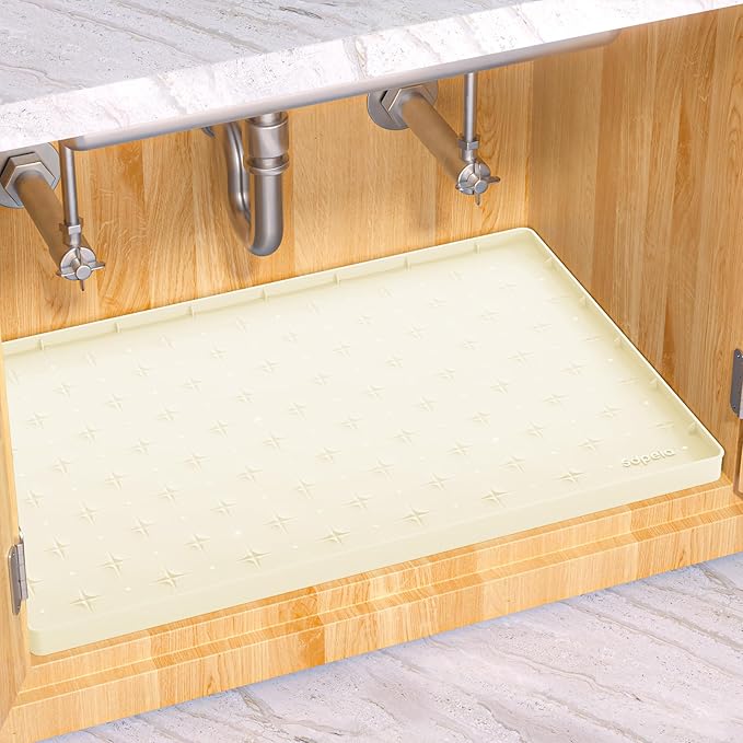 Sdpeia Under Sink Mat 22"×14" Waterproof Silicone Cabinet Liner & Sink Protector for Kitchen & Bathroom, Multi-Purpose Organizers Tray for Pets, Laundry, Cat Litter Mat