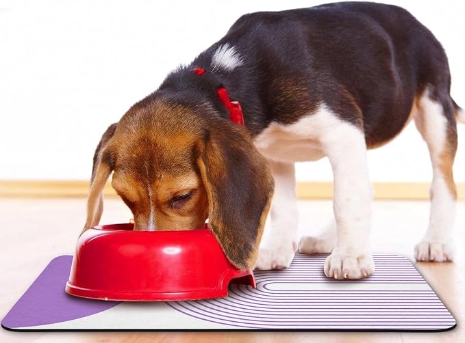 Dog Food Mats,Cat Absorbent Water Bowl Feeding Mats Pet Placemats for Food and Water Purple Bohemia 17 * 30 inch