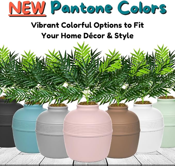 Good Pet Stuff Original Hidden Litter Box Planter, Decorative Cat Litter Enclosure with Carbon Filter, Artificial Palm Plant, Upgraded Design, Easy Clean Litter Tray, Essentials Kit, Pink Coral
