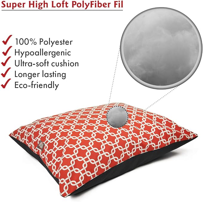 Majestic Pet Rectangle Large Comfy Non Slip Washable Dog Bed - Super Value Pillow - Dog Kennel & Crate Bed for Sleeping, Breed: Large - 46 x 35 Inch - Links Red