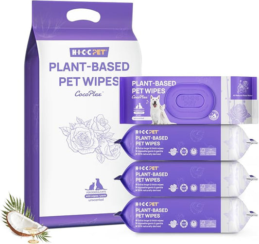 HICC PET Wipes for Dogs and Cats, Vet-Recommended Hypoallergenic Dog Wipes for Paws, Butt and Fur, Dog Cleaning Wipes & Dog Bath Wipes, Deodorizing Grooming Wipes for Dogs, Cats, Horse, 400 Count | Pet Wipes for Paws & Butt, Dog Bath Wipes, Deodorizing...