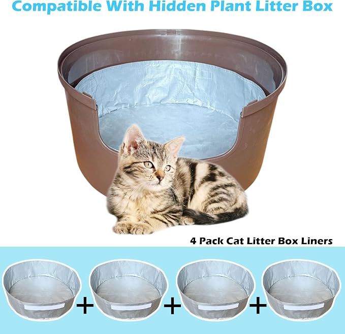 4 Pack Reusable Liners Compatible with Hidden Plant Litter Box, Waterproof and Scratch-Resistant Cat Box Liners (4 Pack)