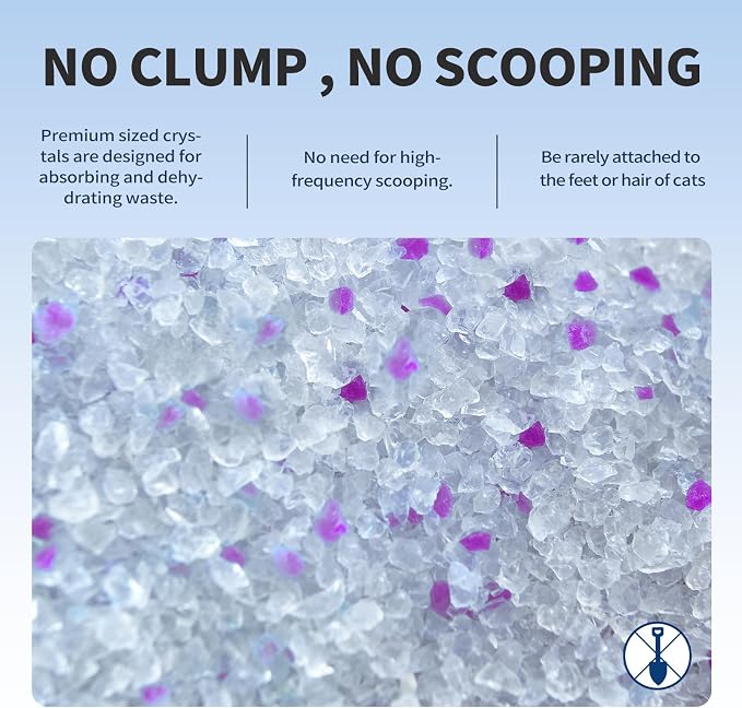ABCPET Cat Litter Crystals No Clumping Odor Control Kitty Litter Non-Clumping No scooping Low Dust, Low Tracking, Dehydrates Waste Lavender - 17.2 lbs (4 x 4.3 lb Packs)