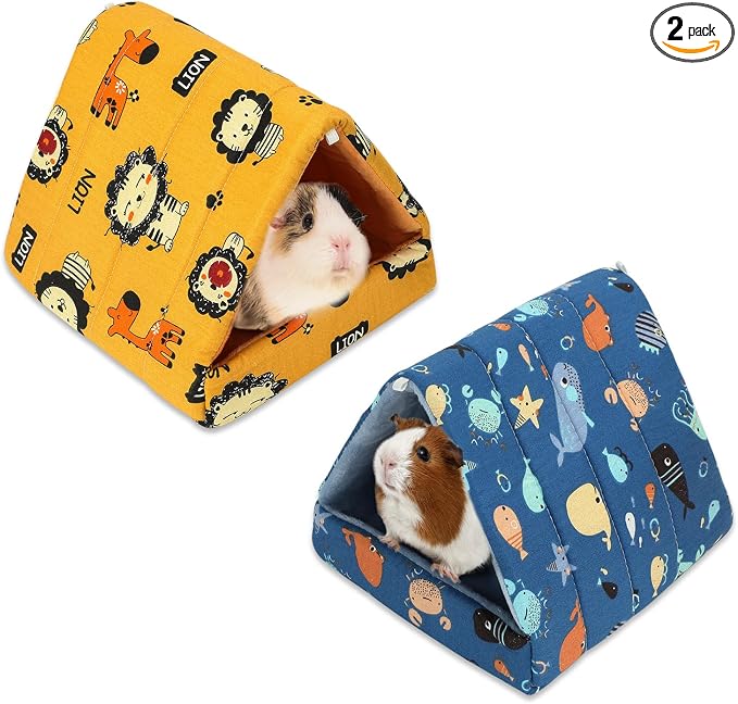 YUEPET 2 Pack Guinea Pig Bed - Washable Guinea Pig Hideout and House Small Animal Hideout Cage Accessories for Guinea Pigs Chinchillas Dwarf Rabbits Hamsters Hedgehogs