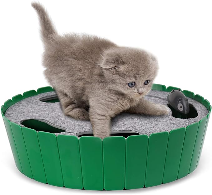 Pawaboo Interactive Cat Toy with Running Mouse, 2 Pack Catnip Toys with Bell and Crinkle Paper
