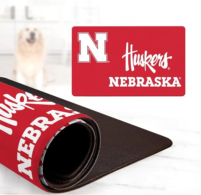 Nebraska Cornhuskers Officially Licensed Food and Water Mat for Dogs and Cats | 18" x 29" | Non-Slip | Water-Proof