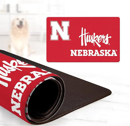 Nebraska Cornhuskers Officially Licensed Food and Water Mat for Dogs and Cats | 18" x 29" | Non-Slip | Water-Proof
