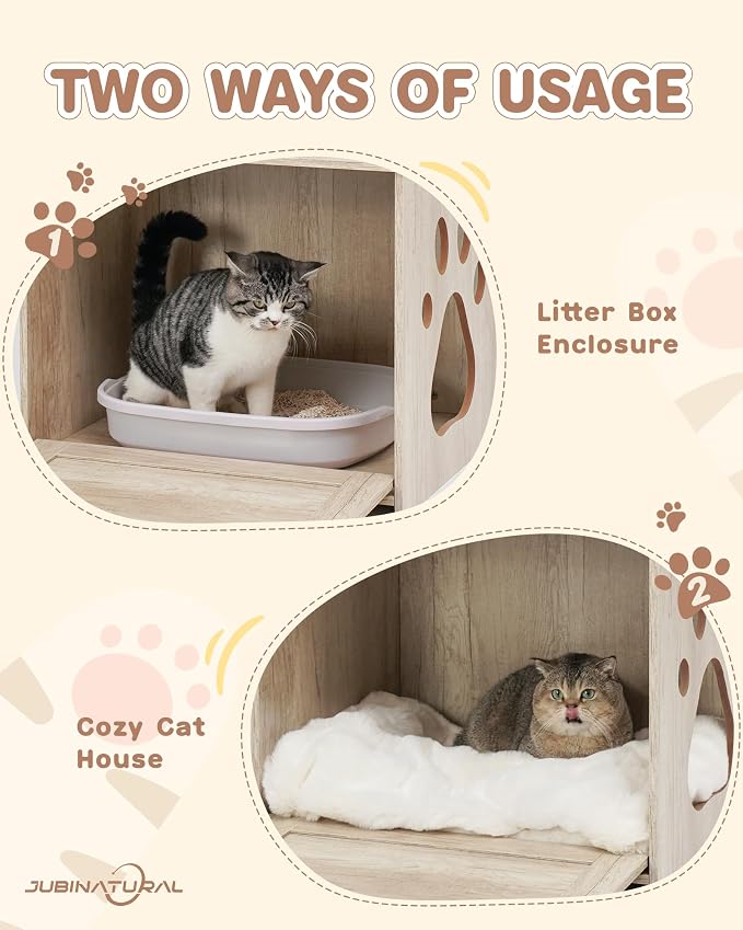 Cat Litter Box Enclosure, Indoor Hidden Cat Litter Box Furniture, Simple Classic Sliding Door Style Cat Litter Box Cabinet for Convenient Entry, Use As Side Table or Nightstand