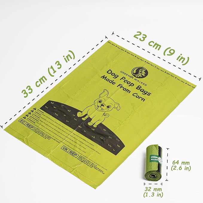 GREENER WALKER Poop Bags for Dog Waste, 1080 Doggy Waste Bags Extra Thick Strong 100% Leak-Proof (Deep Green)