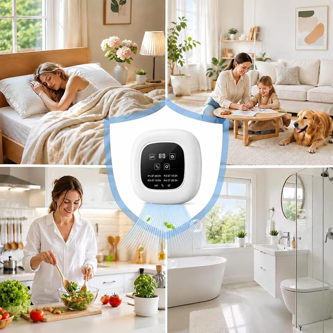 Cat Litter Deodorizer & Air Purifier, Plug In Ionic Air Freshener with Negative Ion for Litter Box, Pet Odor, Smoke, Musty & Dust, Filterless Quiet Purifier for Bathroom, Kitchens, Bedroom, Small Room