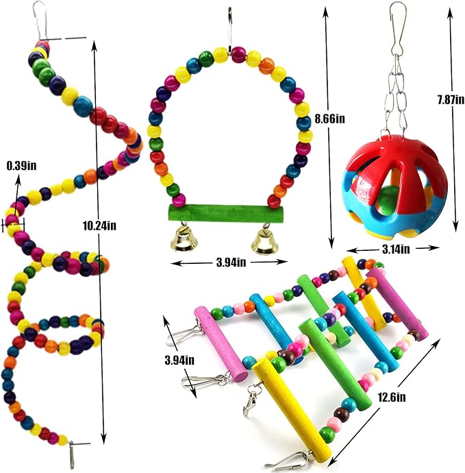 Hamiledyi No Mess Bird Cage Feeder 2Pack Automatic Parrot Seed Feeders with Perch Acrylic and Bird Parrot Swing Chewing Toy Set 15PCS Colorful Pet Birds Cage Toys for Small Parakeet Cockatiel Conures