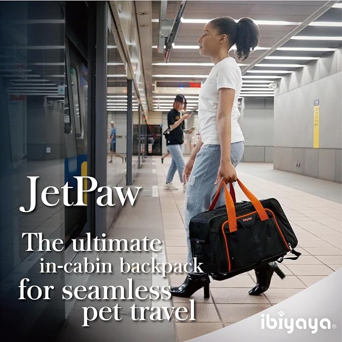 ibiyaya - Expandable Pet Carrier for Dogs and Cats - JetPaw Expandable Pet Carrier for Cats, Dogs, and Rabbits - Airline Approved and Travel Friendly 5 in 1 Dog Carrier - Black and Orange