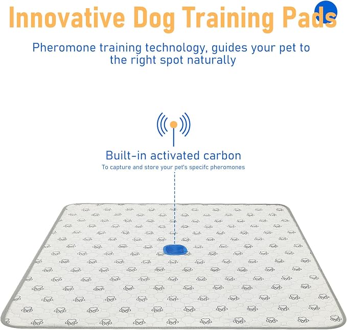 2Pack Washable Pee Pads for Dogs, Reusable Puppy Pads Pet Training Pads with Activated Carbon Pheromone Attraction Targets, Waterproof & Non-Slip Dog Pee Pads for Housebreaking (36"x36")