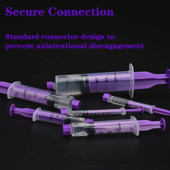1ml/cc Syringes with Cap - Plastic Purple Syringe for Liquid, Feeding, Individually Wrapped, Pack of 50