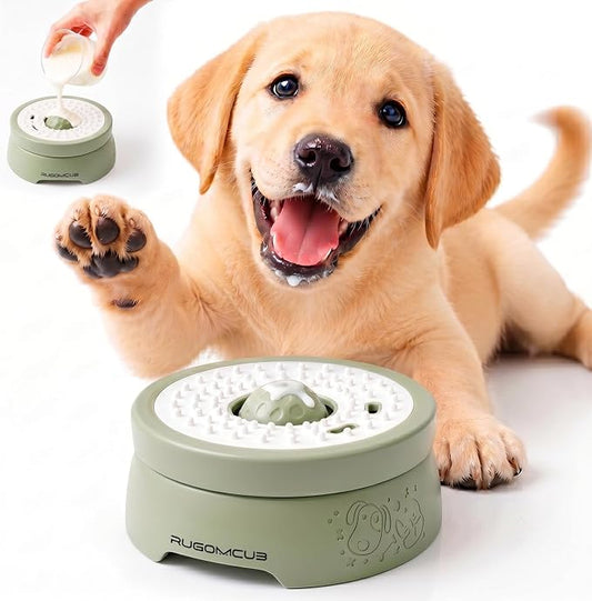 Slow Feeder Dog Bowls for Liquid Treat, Entertained Ball-in, Dog Lick Bowl, Pup Lick Toy for Large Medium Small Breeds Dietary Supplement/Post-op Nutrition (Grass Green)