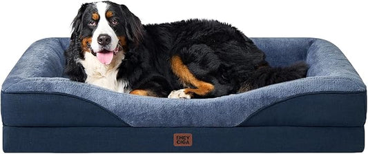 EHEYCIGA Orthopedic XXL Dog Bed for Large Sized Dog, 52x41 Inch Extra Large Memory Foam Dog Couch Bed with Sides, Waterproof Liner & Washable Removable Cover, Bolster Pet Sofa, Navy
