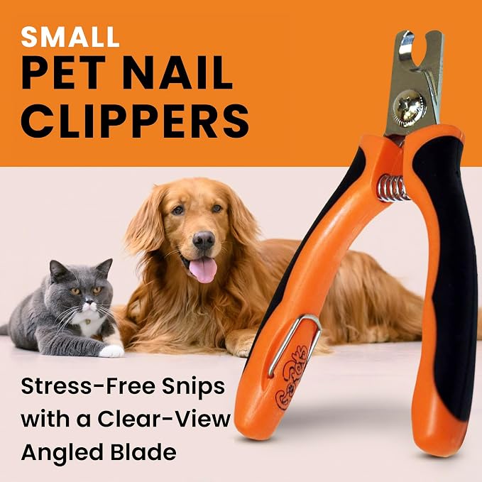 GoPets Nail Clipper for Small to Medium Pets, Quick Sensor Safety Guard, Heavy Duty Trimmer for Thick Nails, Stainless Steel Blades, Grooming Tool for Dogs & Cats, Non-Slip Handle, Built-in Nail File