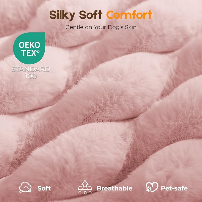 Orthopedic Dog Bed for Large Dog, Waterproof Pet Bed for Crate,Non-Slip Bottom and Egg-Crate Foam with Removable Washable Cover Crate Bed,Pink,35"x22"x3"