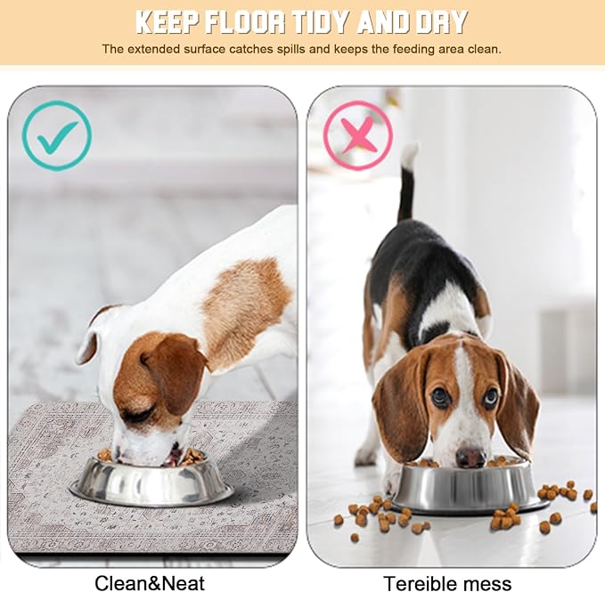 Dog Food Mat for Floors Waterproof Quick Dry Pet Placemat Cat Feeding Bowls Mats for Food and Water, Eco-Friendly Dog Accessories Diatomite Pets Supplies 16" X 24"