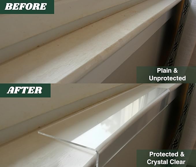 CLAWGUARD Plexiglass Window Sill Protector – Thick Crystal Clear Window Sill Cover & Extender – Window Ledge Protector for Dogs & Cats (35.5in. x 2.25in.)