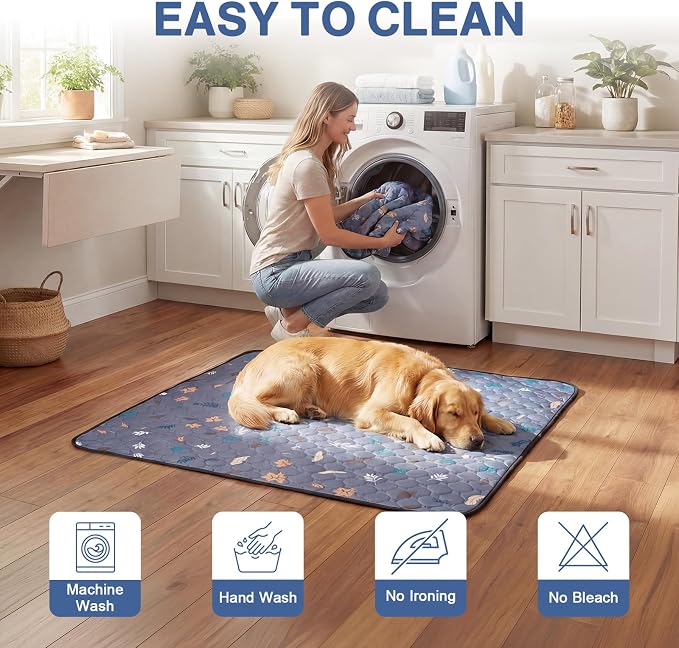 44'' x 44'' Washable Pee Pads for Dogs, Super Absorbent Reusable Puppy Training Pads, 100% Leak-Proof & Non-Slip Whelping Box Pads for Pet, 2 Pack
