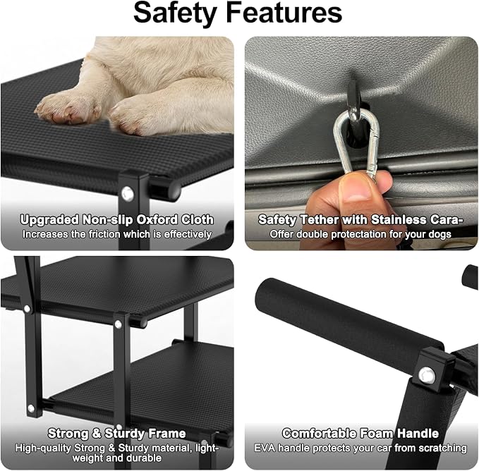 Extra Wide 5 Steps Dog Stairs for Large Dogs, Foldable DogRamp for Car with Non-Slip Surface, Pet Stairs DogStairs for car, Dog Steps for Cars, SUV, High Beds, Truck, Supports up to 250 lbs